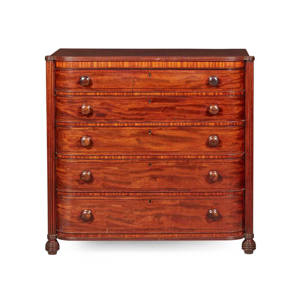 Appraisal: REGENCY MAHOGANY BOWFRONT CHEST OF DRAWERS EARLY TH CENTURY the