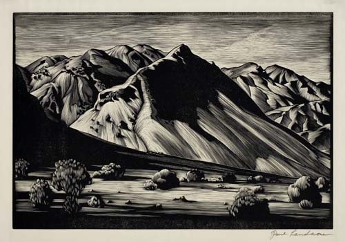 Appraisal: PAUL LANDACRE Smoke Tree Ranch Wood engraving on Japan paper