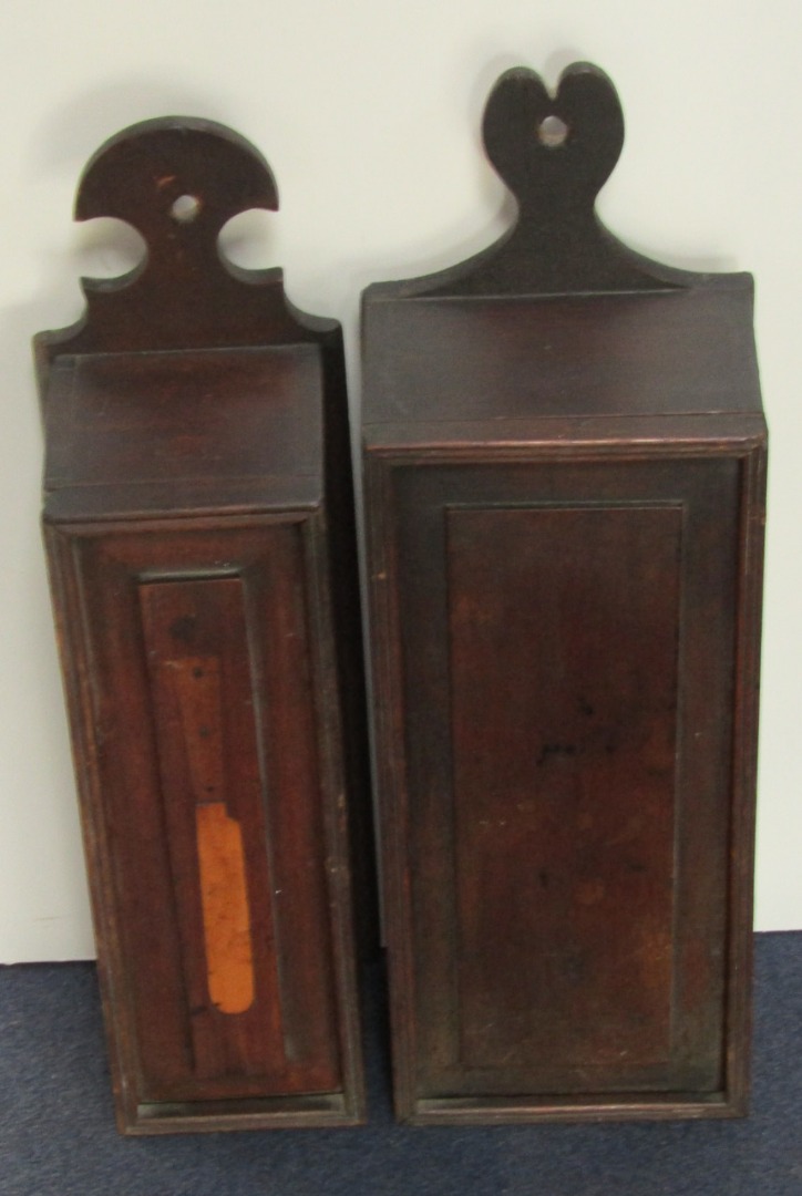 Appraisal: A George VI oak candle box cm high and another