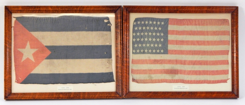 Appraisal: FRAMED AMERICAN AND PUERTO RICAN FLAGS C A printed star