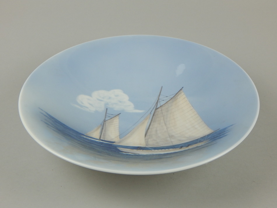 Appraisal: A Royal Copenhagen dish number decorated with boats printed marks