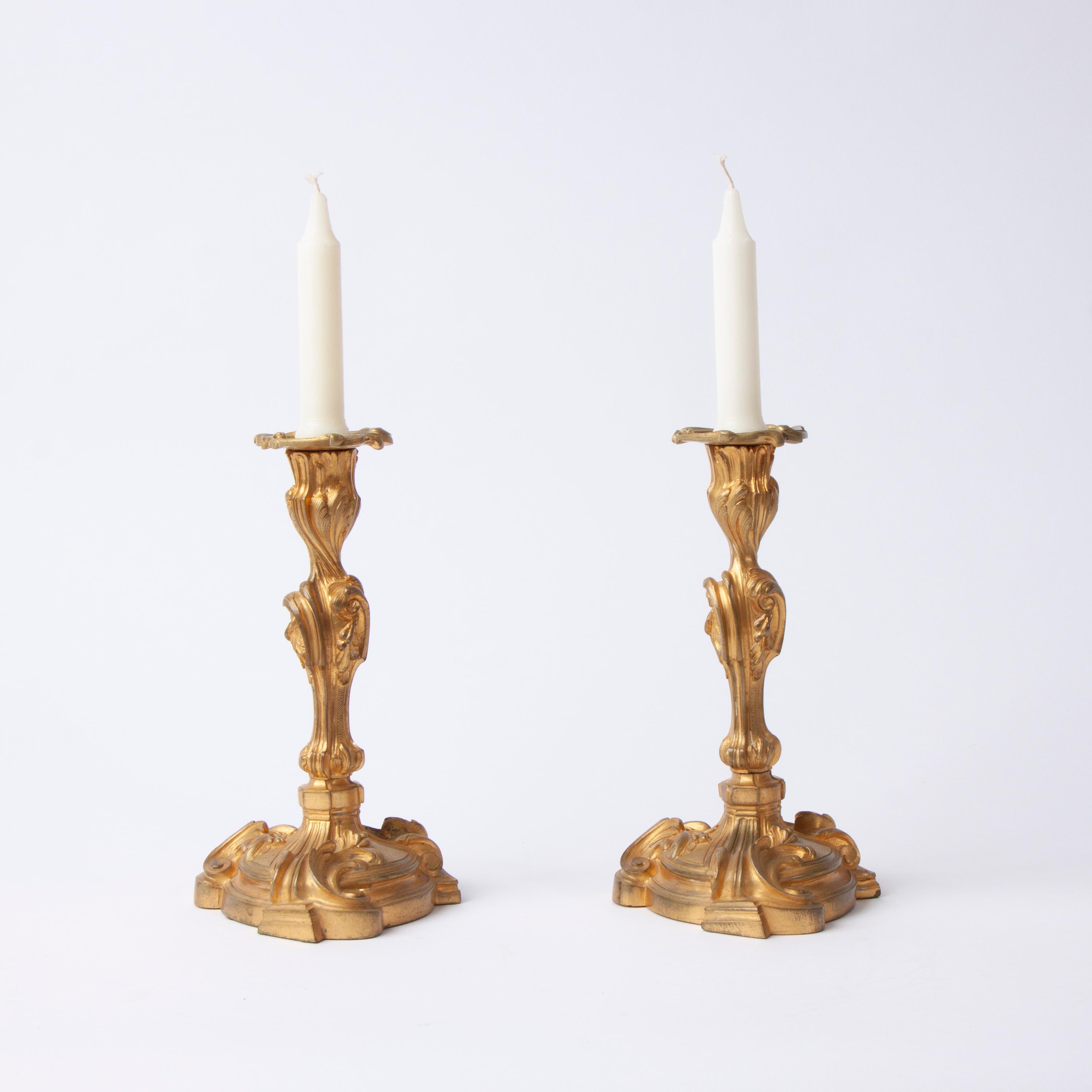 Appraisal: TH C ROCOCO REVIVAL GILT BRASS CANDLE HOLDERS PAIR A