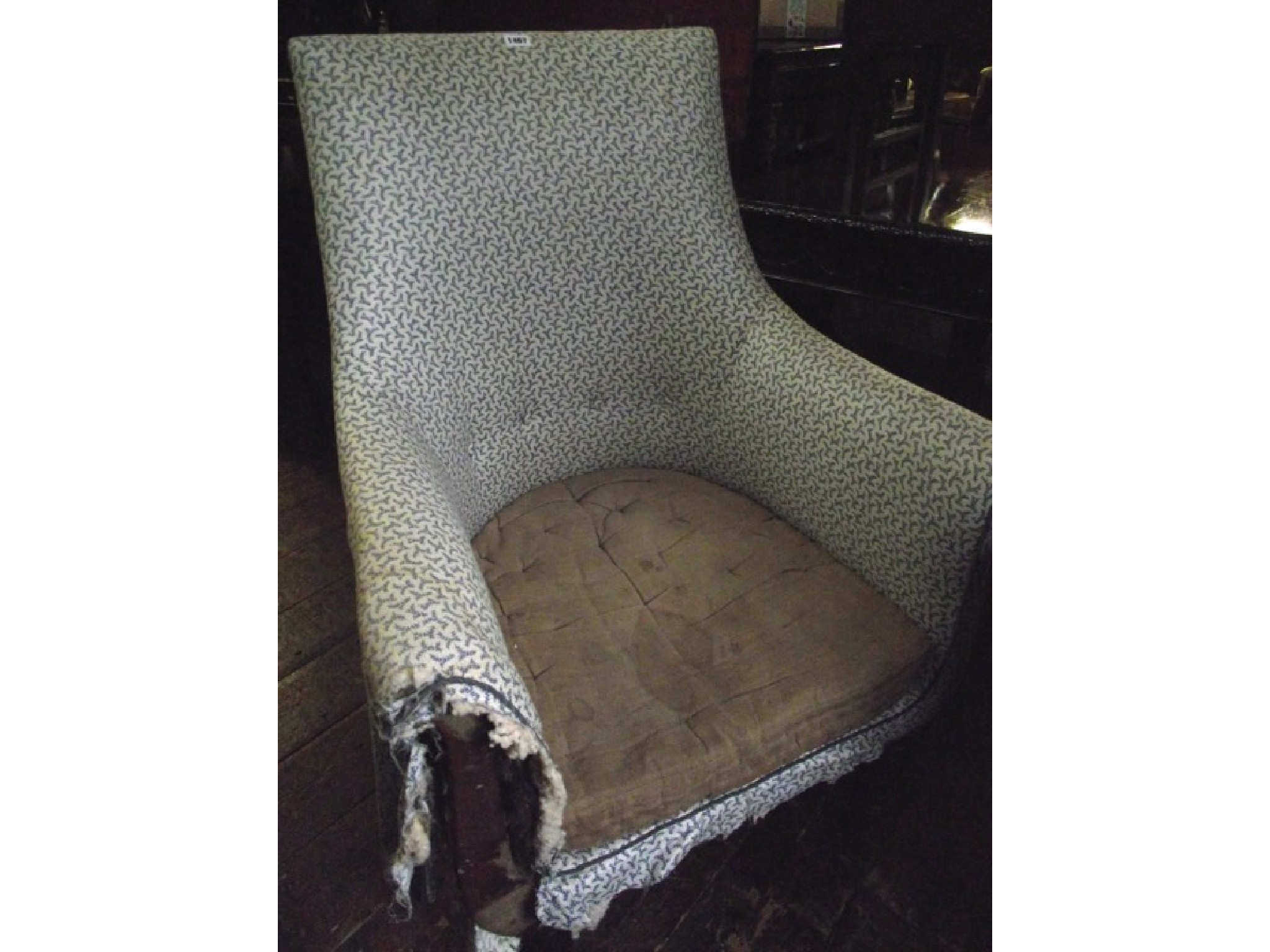 Appraisal: A William IV mahogany framed drawing room library chair with