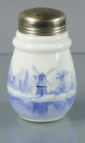 Appraisal: Delft Sugar ShakerDecorated with a hand-painted Dutch scene of a