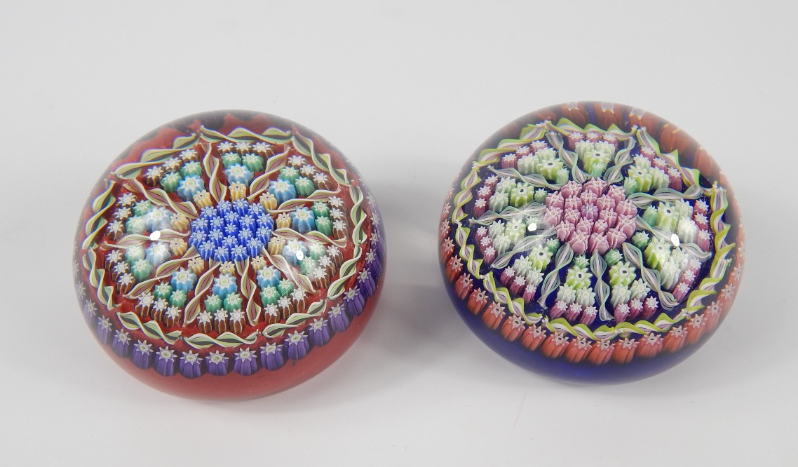 Appraisal: A Perthshire millefiori and spiral twist paperweight with central P