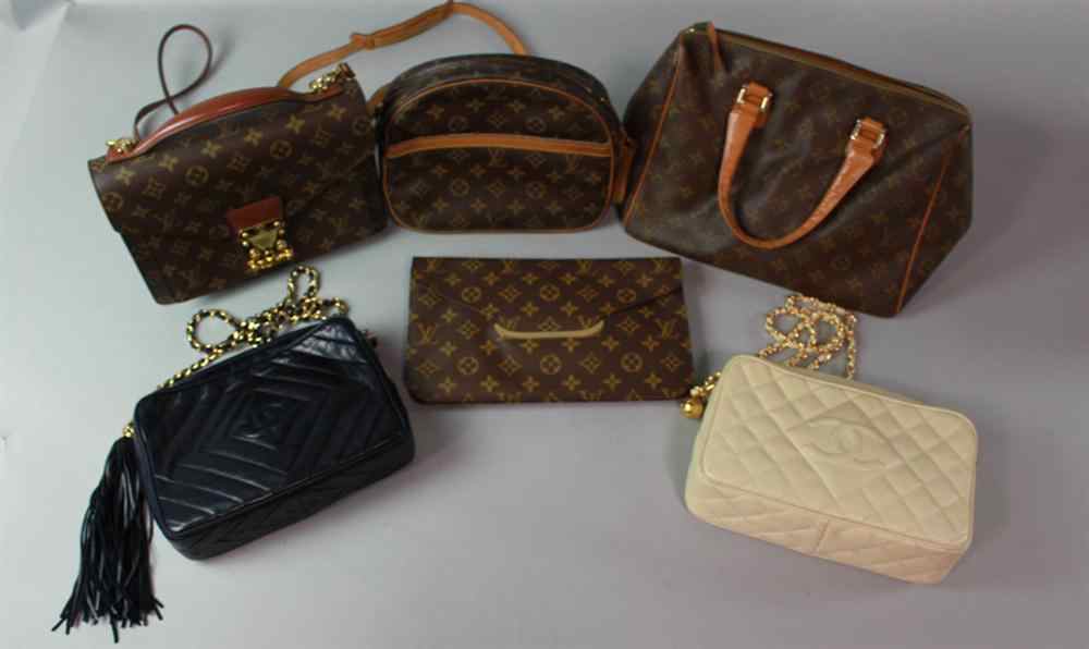 Appraisal: THREE LOUIS VUITTON AND THREE CHANEL BAGS including Louis Vuitton