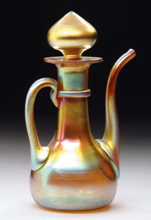 Appraisal: STEUBEN AURENE CRUET Wonderful Aurene cruet has rich gold iridescence