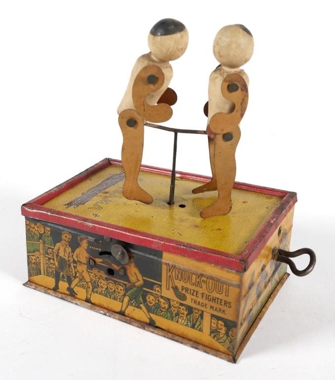 Appraisal: ANTIQUE TIN LITHO KNOCK-OUT WIND-UP TOYKnock-Out Prize Fighter windup toy