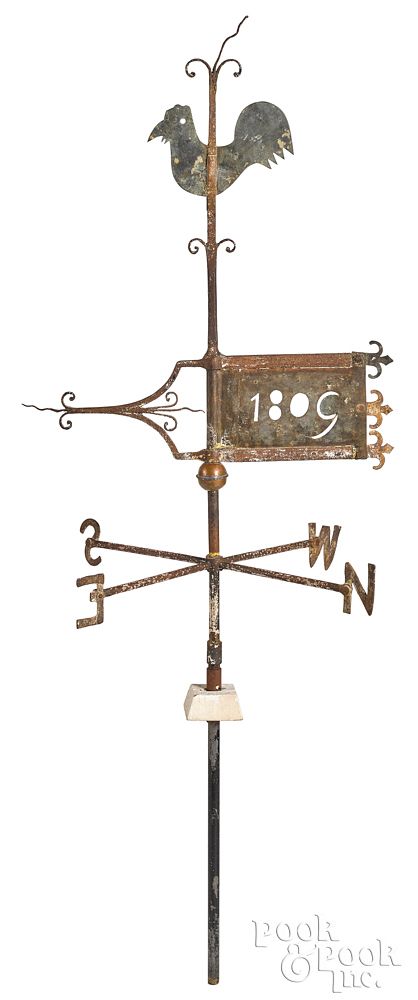 Appraisal: Pennsylvania wrought iron and copper weathervane Pennsylvania wrought iron and