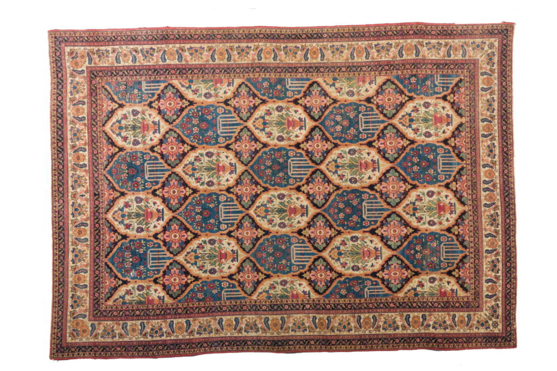 Appraisal: KERMAN CARPET SOUTHEAST PERSIA CIRCA Having a polychrome lozenge tile