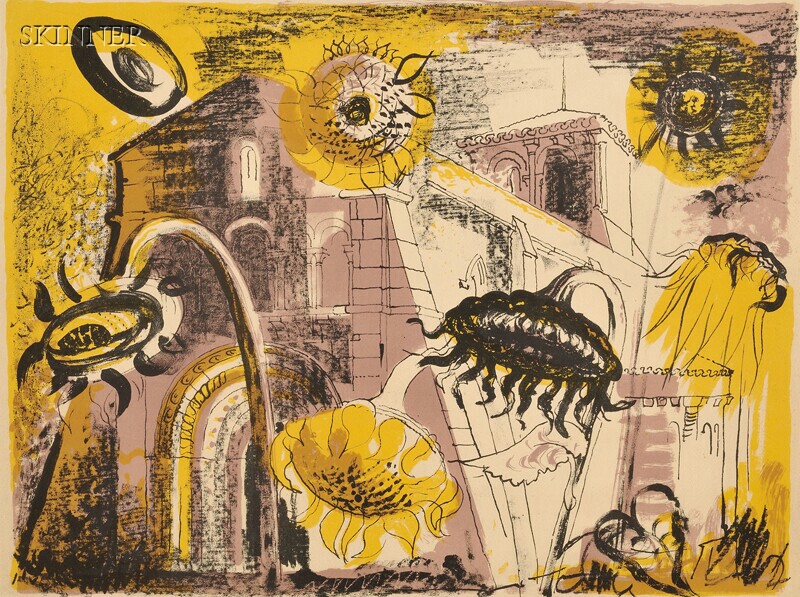 Appraisal: John Piper British - Sunflowers at Marignac edition of printed