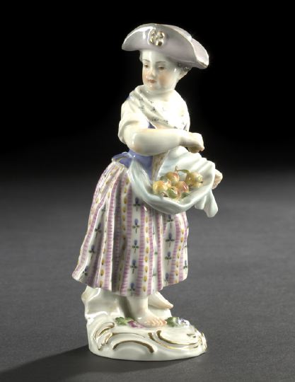 Appraisal: Meissen Porcelain Figure of a Barefoot Child Fruit Vendor third