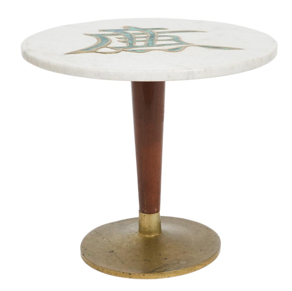 Appraisal: PEPE MENDOZA MID-CENTURY MARBLE TOP SIDE TABLEPepe Mendoza mid-century marble