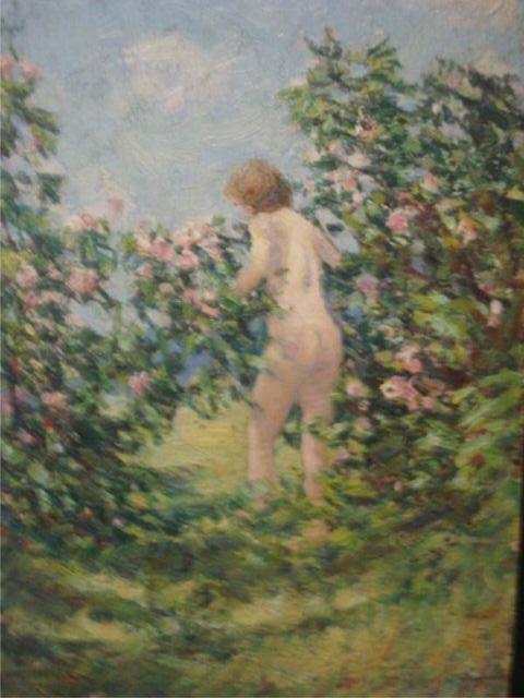 Appraisal: NISBET Robert O B Nude Among Flowering Bushes Not apparently