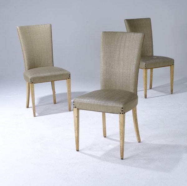 Appraisal: ART DECO Three side chairs with vinyl seats on painted