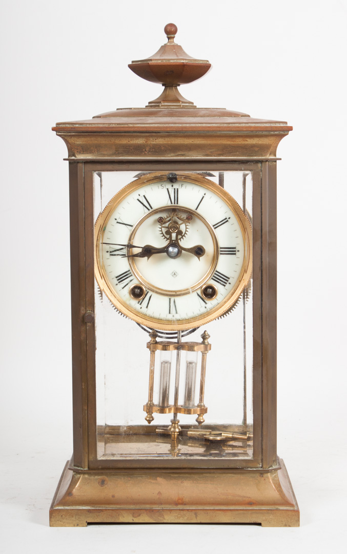 Appraisal: Ansonia crystal regulator clock late th century brass and beveled