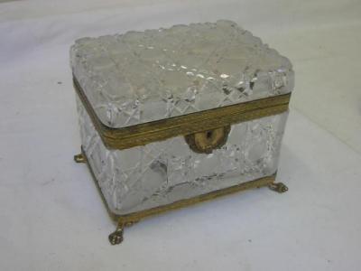 Appraisal: A CUT GLASS CASKET of oblong form with hinged lid