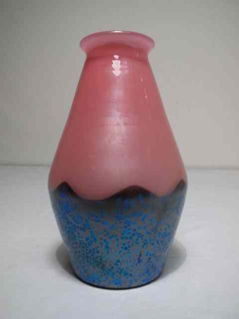 Appraisal: A signed Czechoslovakia art glass vase with pearly pink over