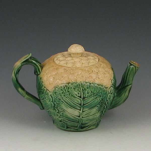 Appraisal: Majolica Etruscan Cauliflower Teapot marked with GSH monogram tiny bruise