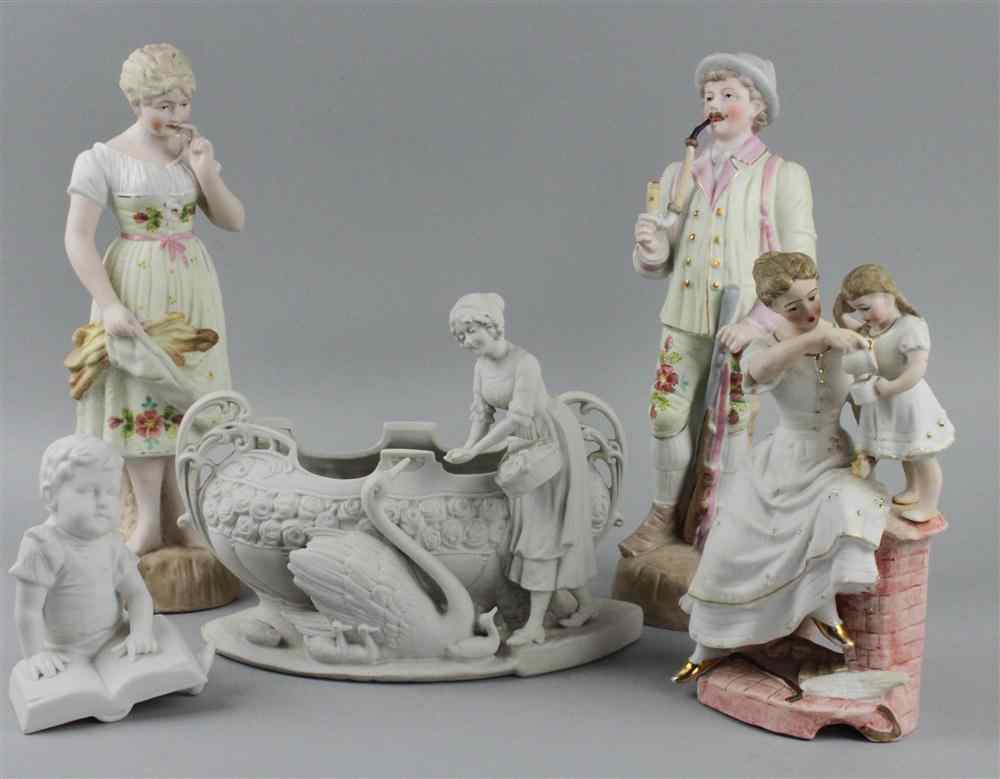 Appraisal: GROUP OF CONTINENTAL BISCUIT FIGURES including a pair of painted