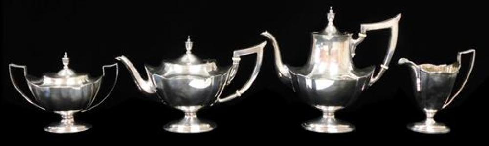 Appraisal: STERLING Gorham tea coffee service Plymouth design four pieces including