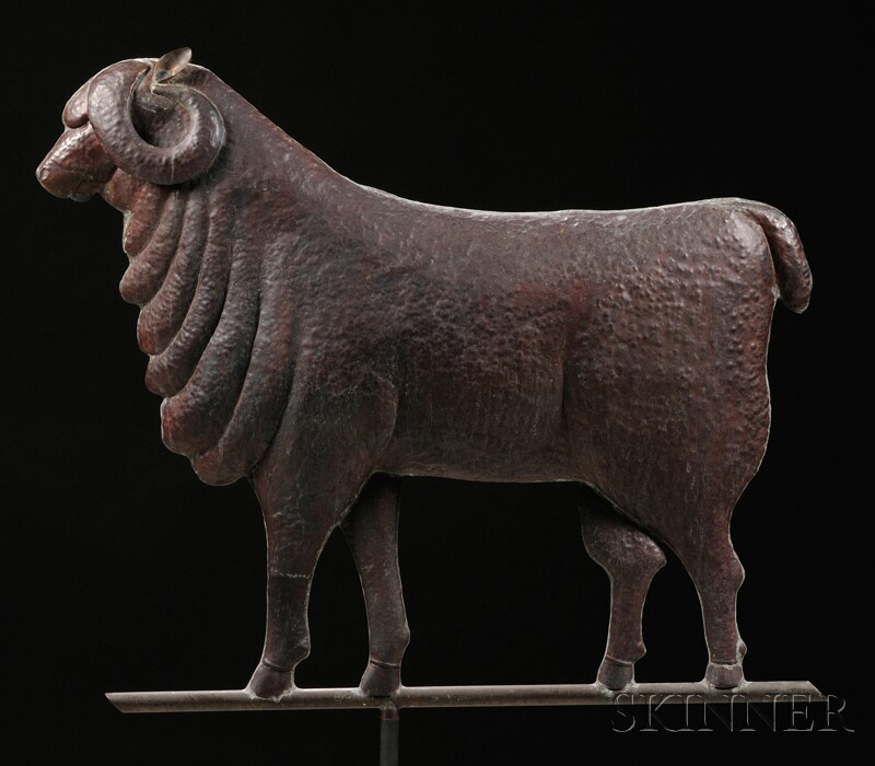 Appraisal: Large Molded Copper Ram Weather Vane America early th century