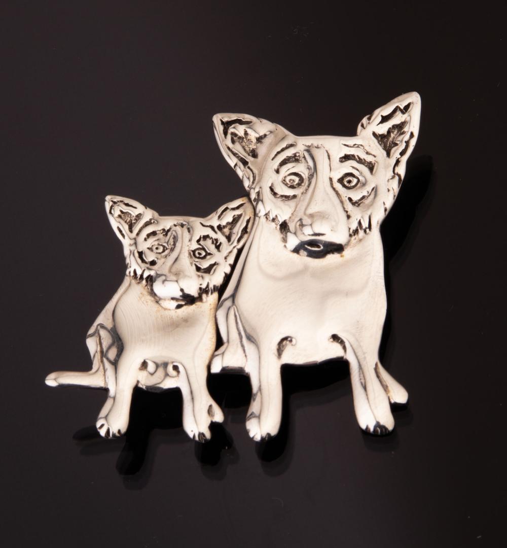 Appraisal: George Rodrigue American Louisiana - Double Blue Dog Pin Pair