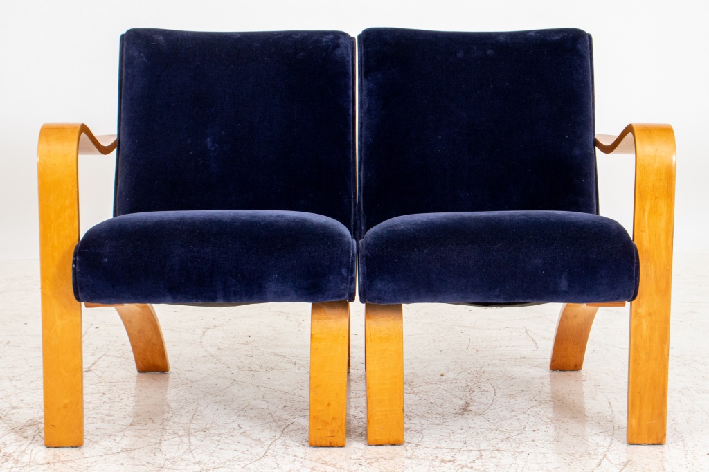 Appraisal: THONET BENTWOOD SINGLE ARM CHAIRS PAIR Thonet modern bentwood single