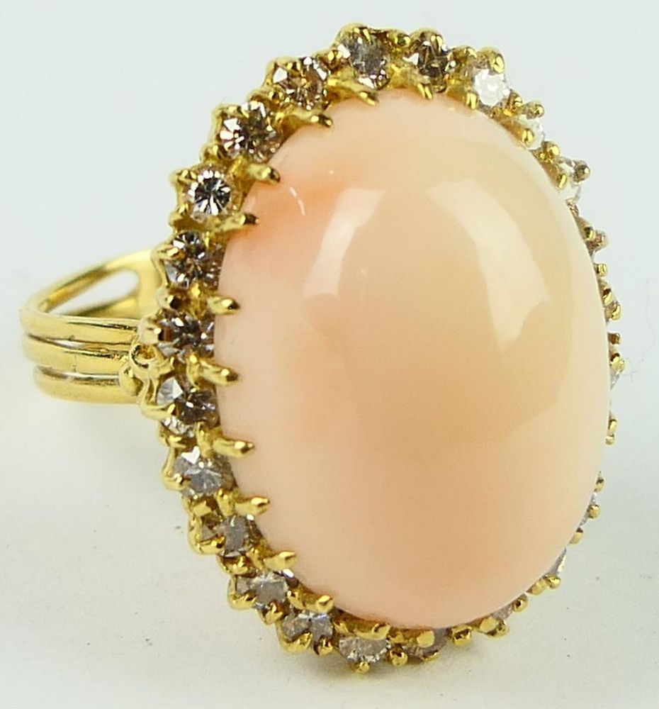 Appraisal: KT YG DIAMOND ANGEL SKIN CORAL COCKTAIL RING Absolutely gorgeous