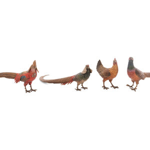 Appraisal: A Group of Four Austrian Cold Painted Bronze Pheasants Early