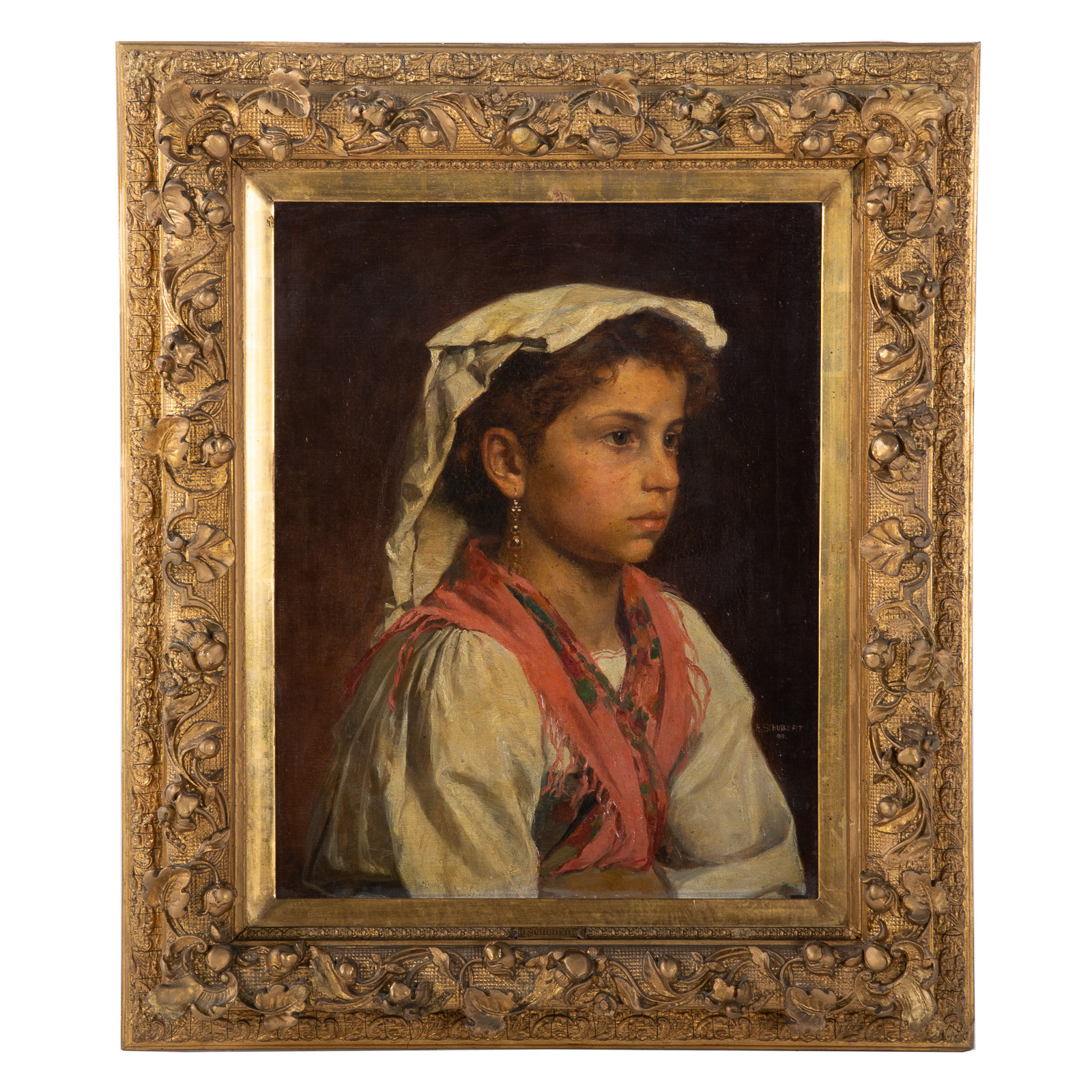 Appraisal: HUGO SCHUBERT A YOUNG ITALIAN GIRL OIL Austrian - Oil