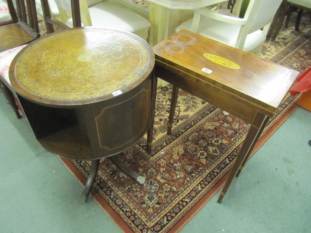 Appraisal: Reproduction folding card table and reproduction revolving circular table with