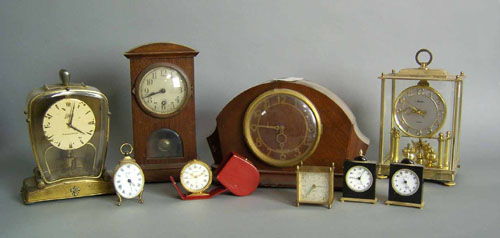 Appraisal: Nine shelf and desk clocks