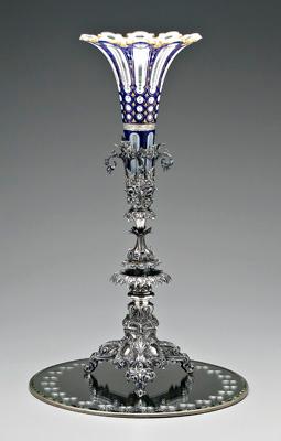 Appraisal: Silver plate cut glass centerpiece stepped floral and foliate base