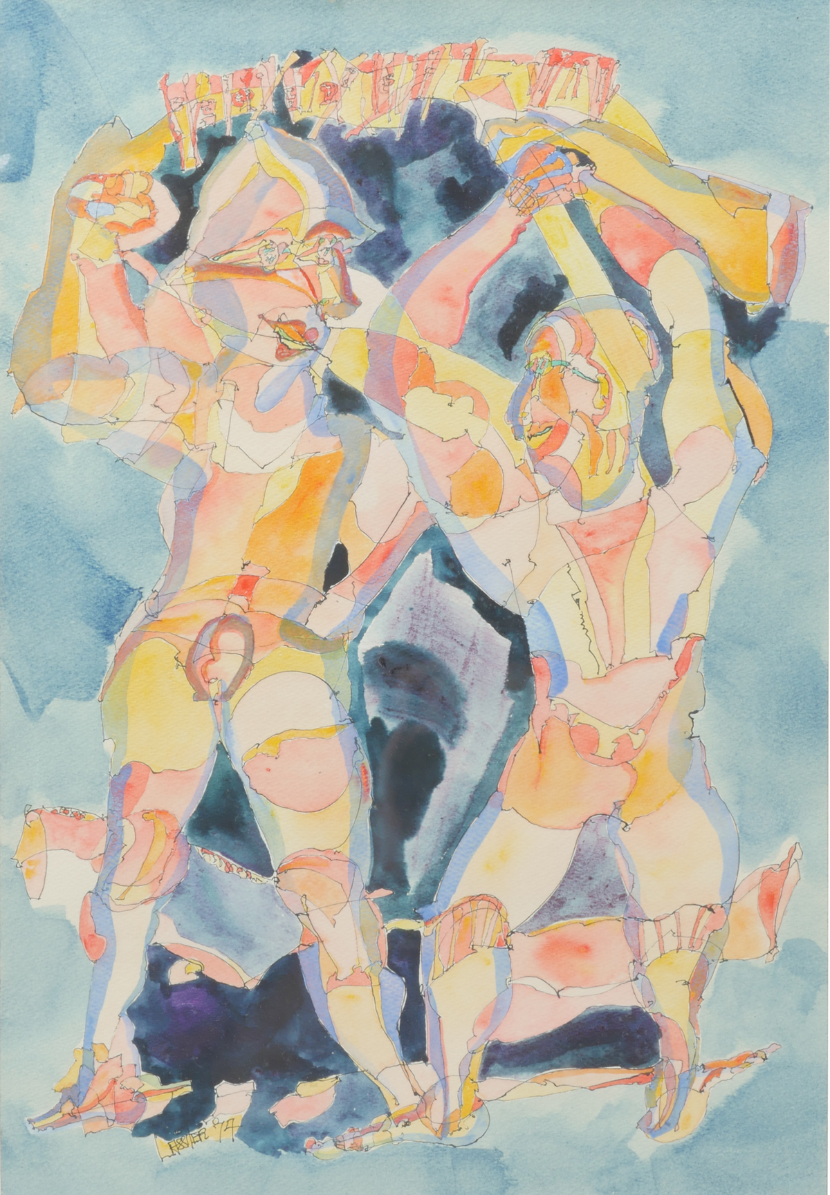 Appraisal: LASSITER Charles Keeling American - Abstract Figural Composition Watercolor ''