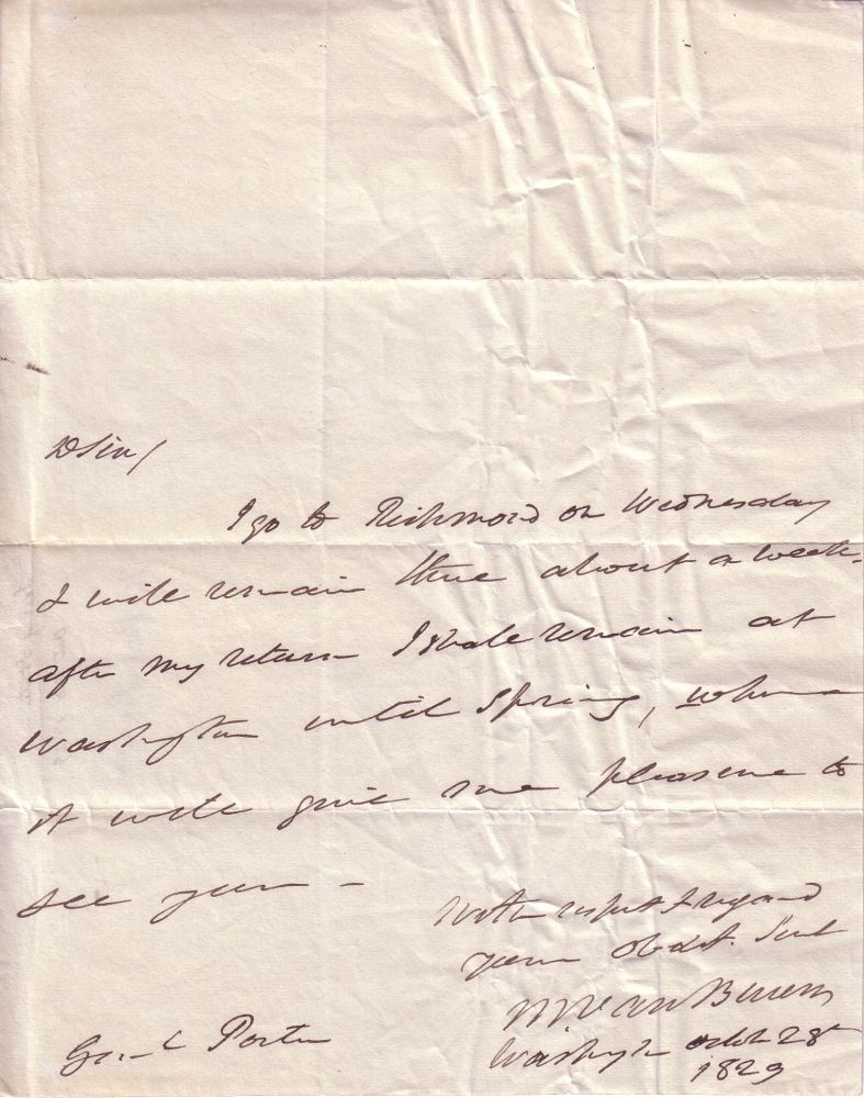 Appraisal: VAN BUREN MARTIN Autograph Letter Signed M Van Buren as