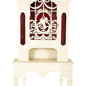 Appraisal: A Continental White Painted Cabinet on Marble Top Base Late