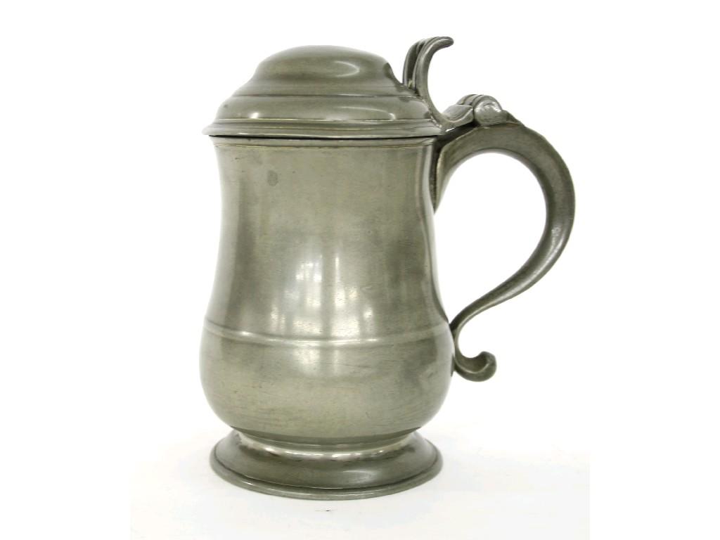 Appraisal: Mid th century pewter dome top lidded tankard circa the