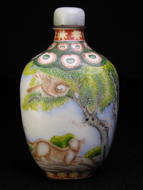 Appraisal: Antique Chinese Beijing enamel snuff bottle of landscape scene with