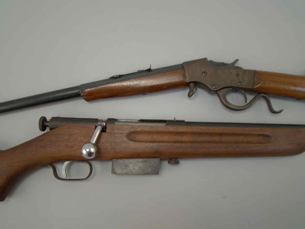 Appraisal: TWO RIFLES Stevens lever-action rifle cal Serial Length of barrel