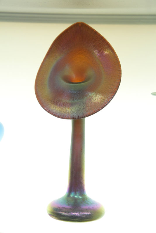 Appraisal: STEUBEN JACK-IN-THE-PULPIT VASE Purple and green iridescent body with distressed