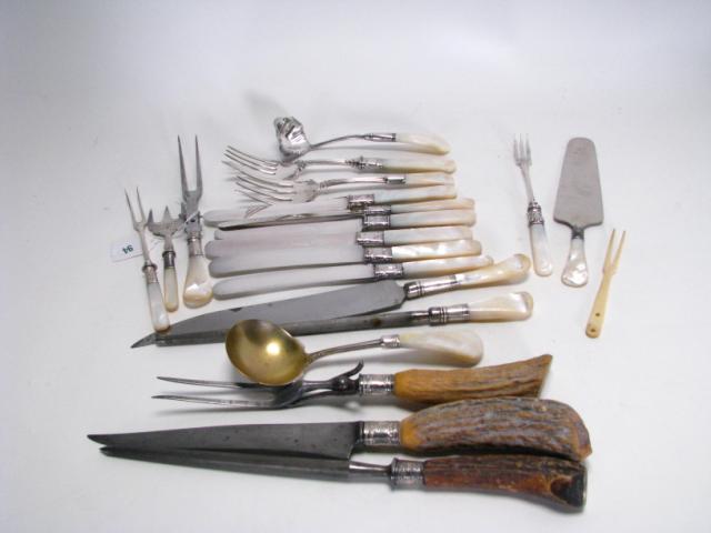 Appraisal: Group of sterling and mother of pearl flatware including serving