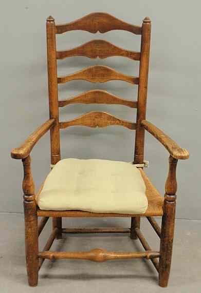 Appraisal: English elmwood five-slat back armchair th c with a rush