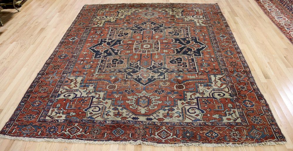 Appraisal: Antique And Finely Hand Woven Roomsize Serapi Heriz Carpet A