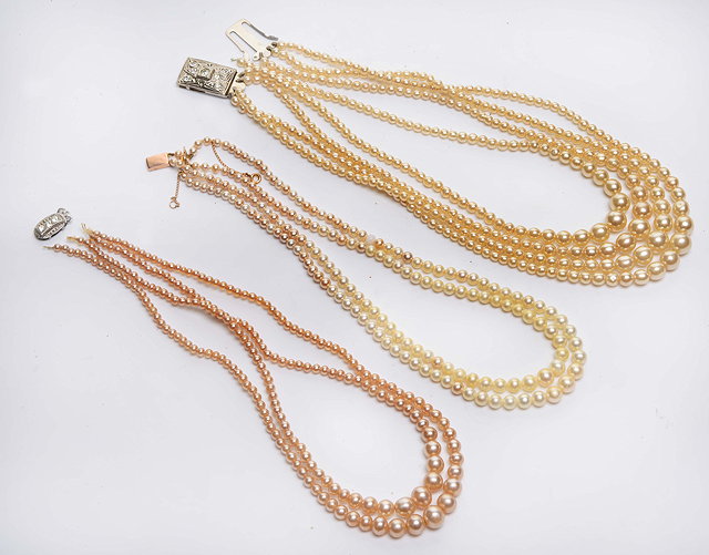 Appraisal: A QUANTITY OF VARIOUS SIMULATED PEARLS one with clasp marked