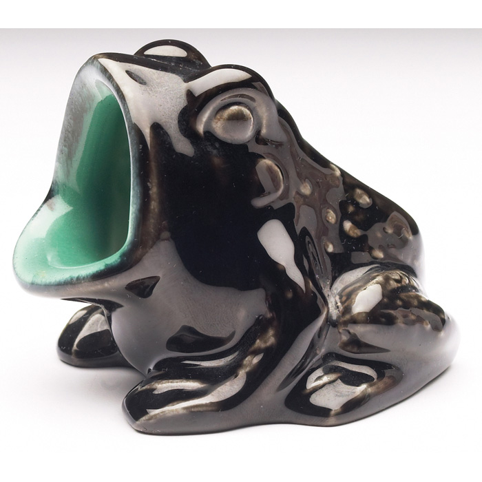 Appraisal: Rookwood figural frog under a black and green glaze w