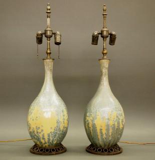 Appraisal: Pr Dalpayrat Katona French lamps A pair of Dalpayrat pottery