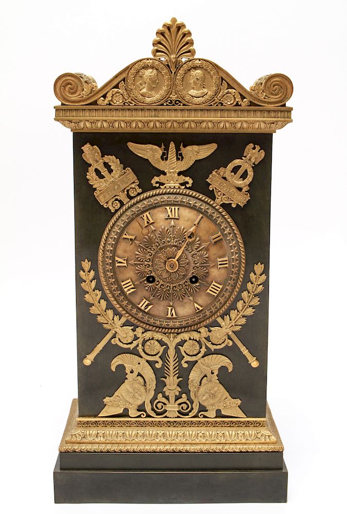 Appraisal: Neoclassical Bronze Mantel Clock th C Neoclassical bronze mantel clock