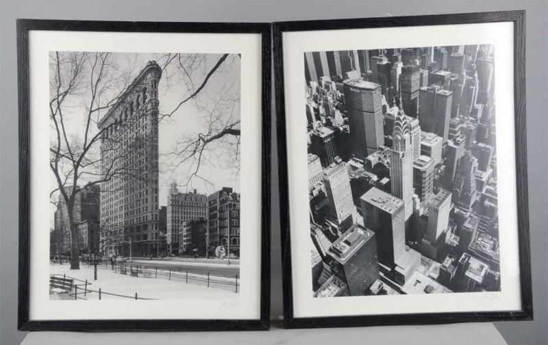 Appraisal: Lot Of Signed Black White New York Photos Both signed