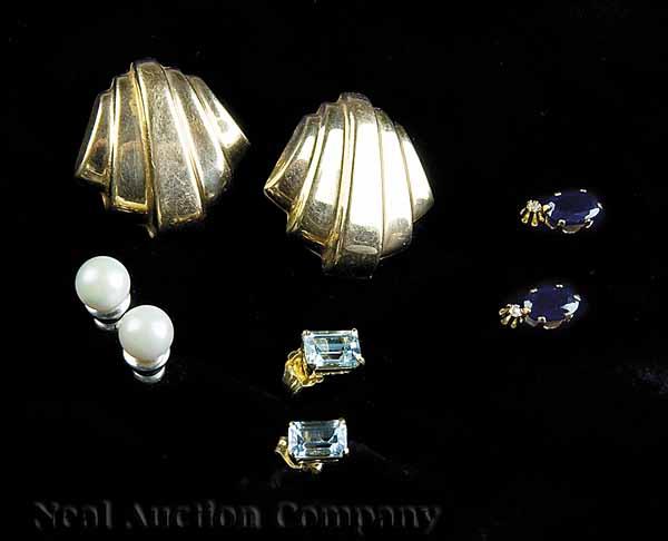 Appraisal: Four Pairs of Ladies' Earrings comprising a pair of straight